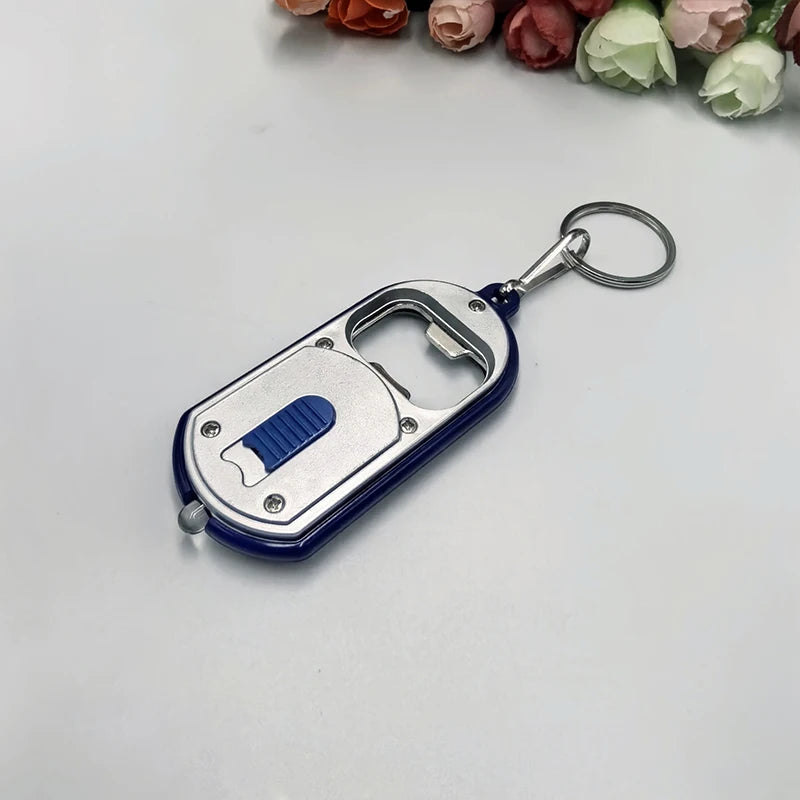 porte clés ouvre bouteille led mini lampe torche clé anneau noir bleu vert rouge