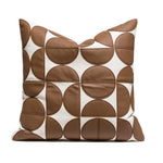 taies d'oreillers brodées contemporain 45x45cm marron clair motifs géométriques