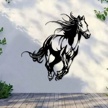 décoration murale cheval galopant art contemporain noir adhésif salon patio unique moderne