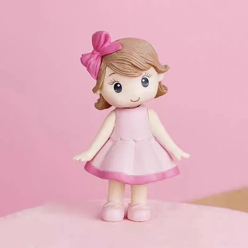 décoration gâteau anniversaire fille figurines animées résine rubans étoiles dorées lettres fleurs festives