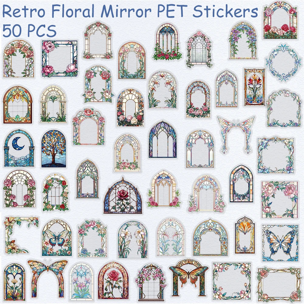 autocollants floraux art nouveau multicolores motifs papillons adhésifs décoratifs scrapbook diy 50 pièces