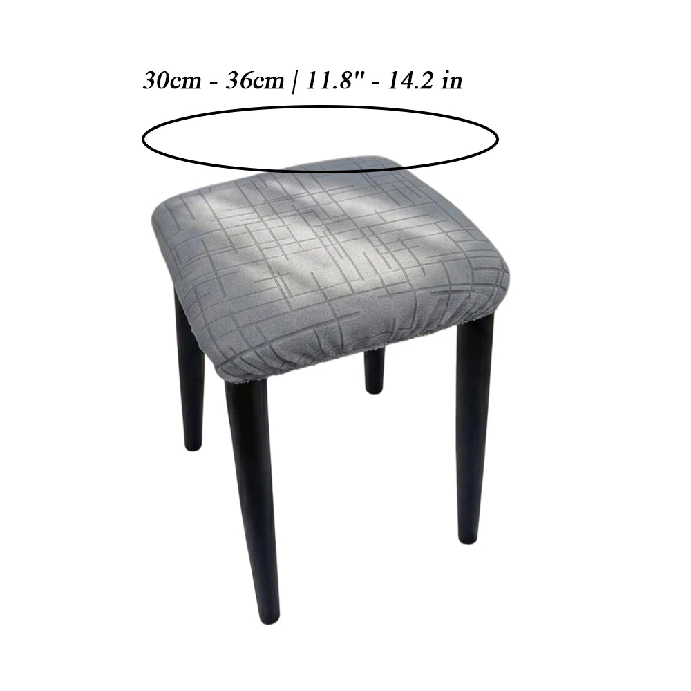 housse tabouret tissu carreaux gris moderne polyester amovible lavable adhésif protection durable cuisine salle