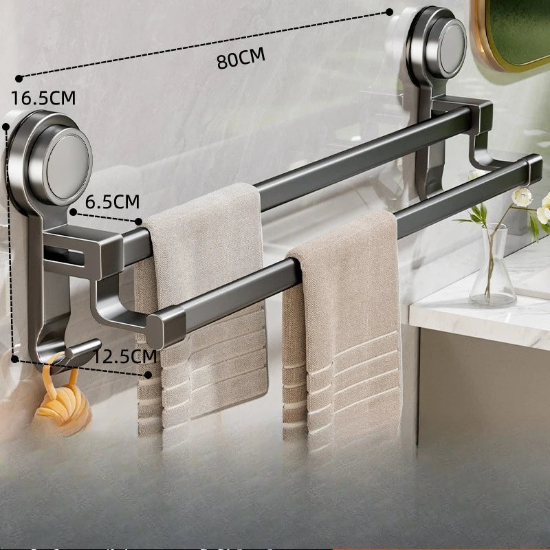 porte serviettes mural gris métallisé ventouse moderne salle bain cuisine douche
