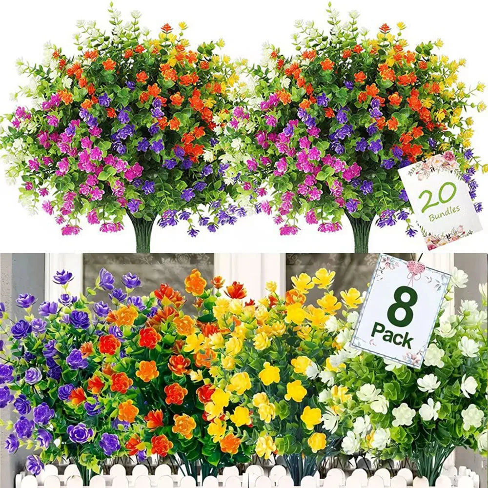 bouquet fleurs artificielles violet orange blanc jaune modernes decoration maison jardinextérieur