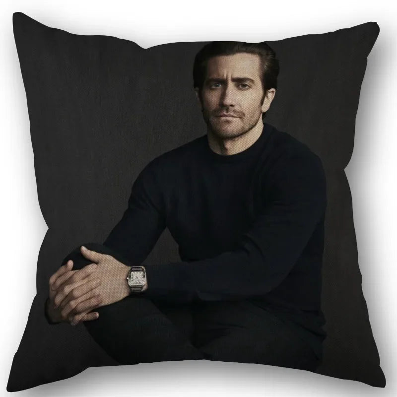 taies d'oreiller coton lin motif jake gyllenhaal moderne bleu marine imprimé décoration maison washable