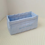 sac rangement coton piqueté moderne doux poignées tissu multicolore beige rose bleuclair jaune blanc