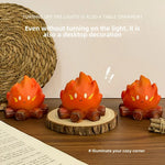 lampe table créative feux orange brun tronc d'arbre visage mignon adhésif festive