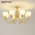 lustre moderne bois abat jour dépoli lumière douce chambre salon six lumières