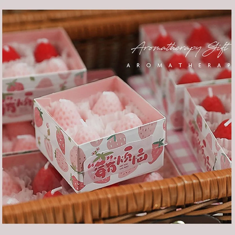 bougies parfumées fraises rose rouge aromathérapie décoration maison créative box cadeau