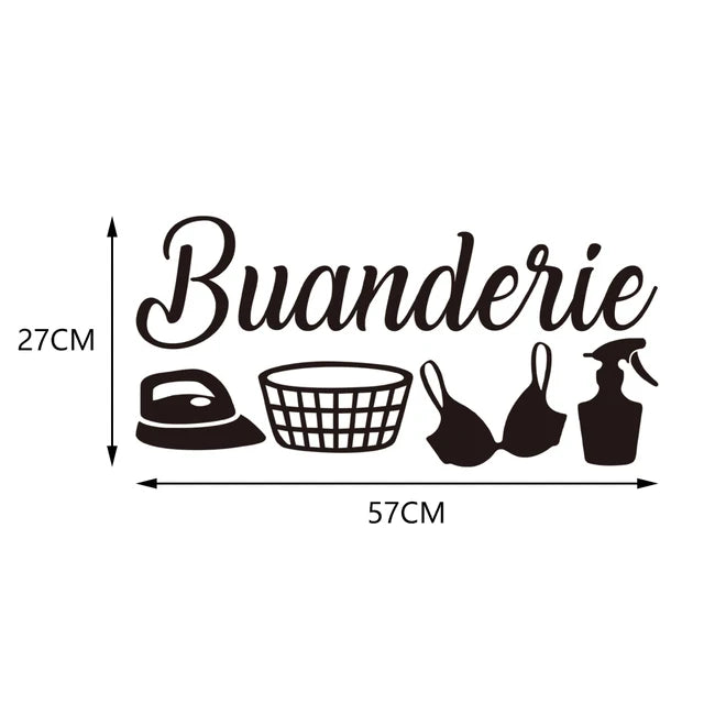 autocollants murals buanderie machines laver sèche linges graphiques français adhésifs