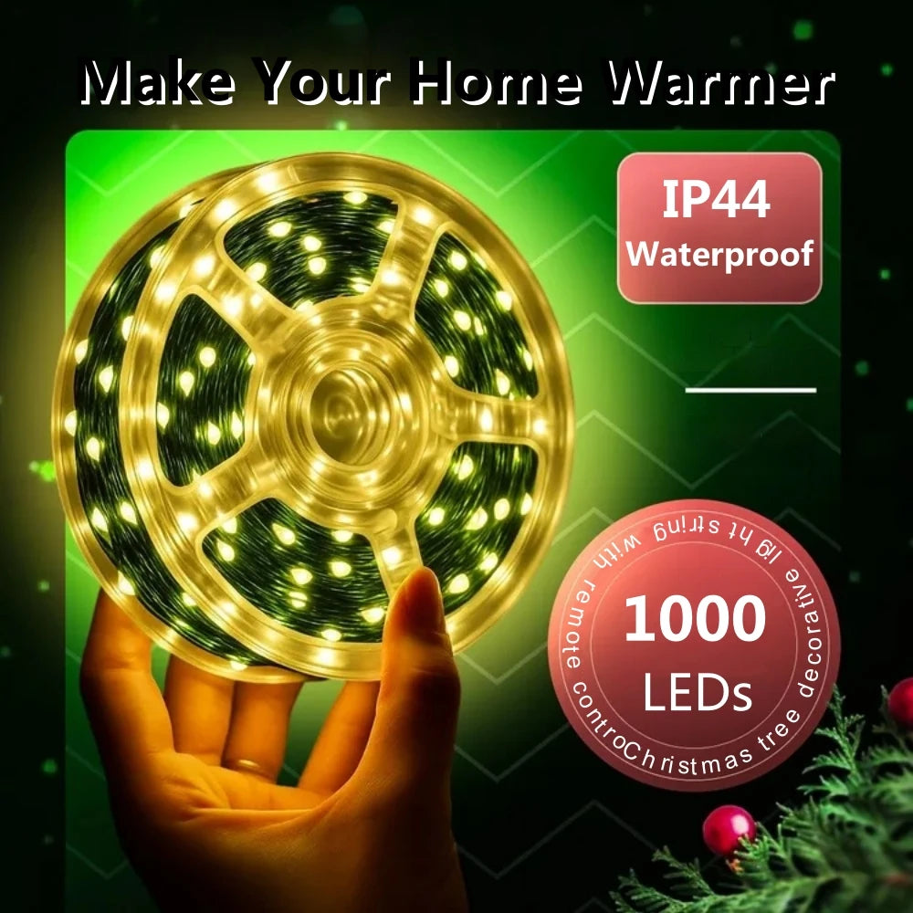 ruban lumineux led vert blanc chaud imperméable ip44 moderne télécommande décoration noël maison jardin