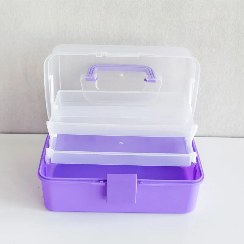 boîte rangement 25 compartiments violet rose pratique moderne boucle plastique lisse