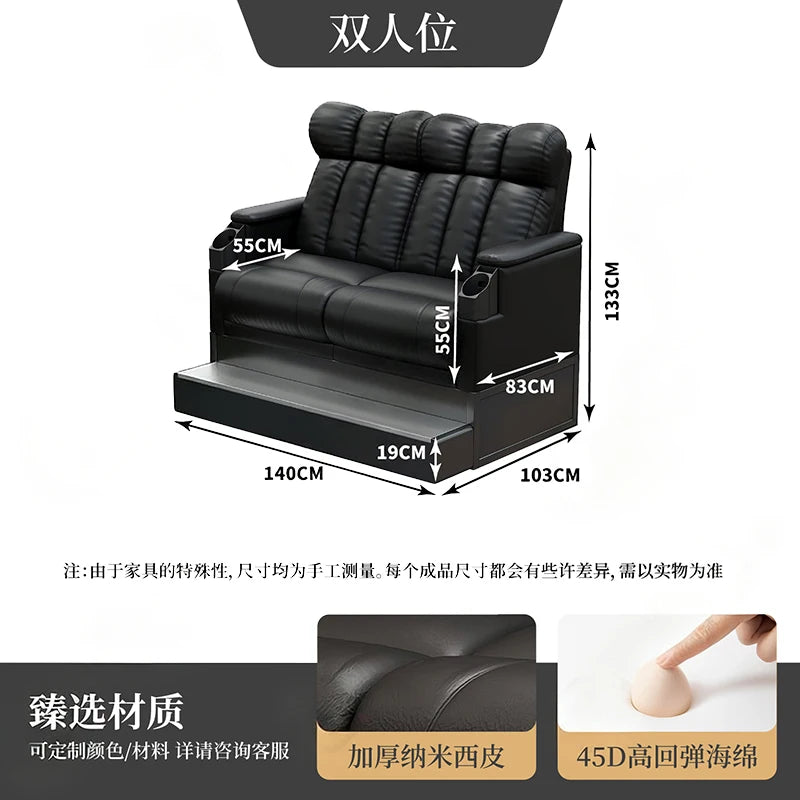 fauteuils cinéma noir simili cuir contemporain tablette intégrée porte gobelet porte papeterie