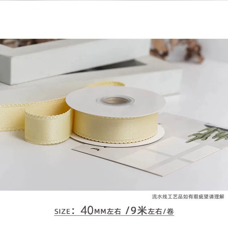 rubans polyester bords dentelés 4cm 10yards couleurs unies élégants décoration emballage cadeau mariage
