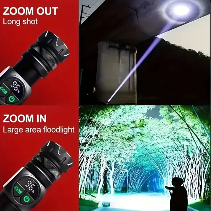 torche rechargeable led étanche camping extérieur pêche réglable mode lumière forte distance