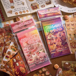 stickers alimentaires illustratifs cartoon gâteaux crèmes glacées hamburgers couleurs variées opaques scrapbooking journal intime