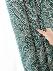rideau porte vert moderne motif ondulé tissu semi transparent graphique polyester resistant