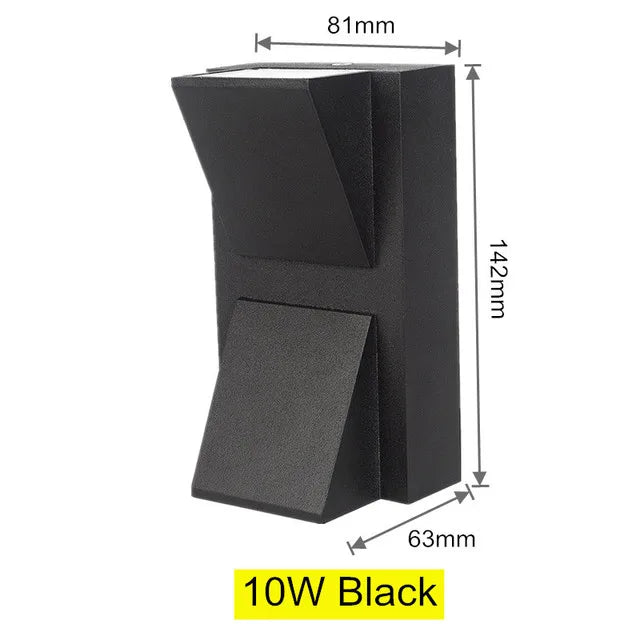 applique murale led moderne étanche ip65 noir mat extérieure 10w 220v