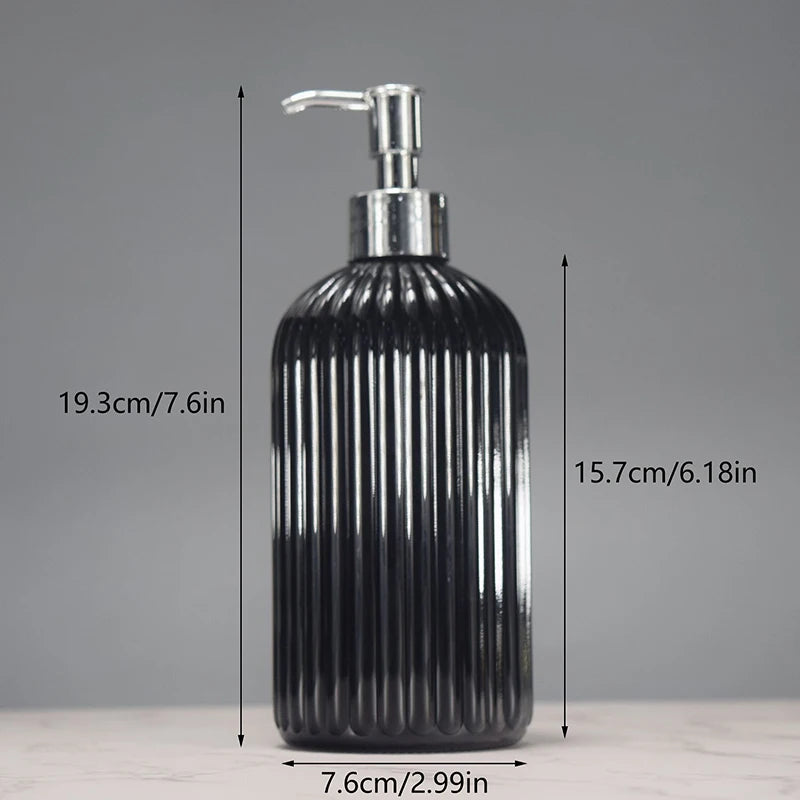 distributeur savon liquide noir blanc rayures moderne réutilisable salle bain cuisine pompe pression