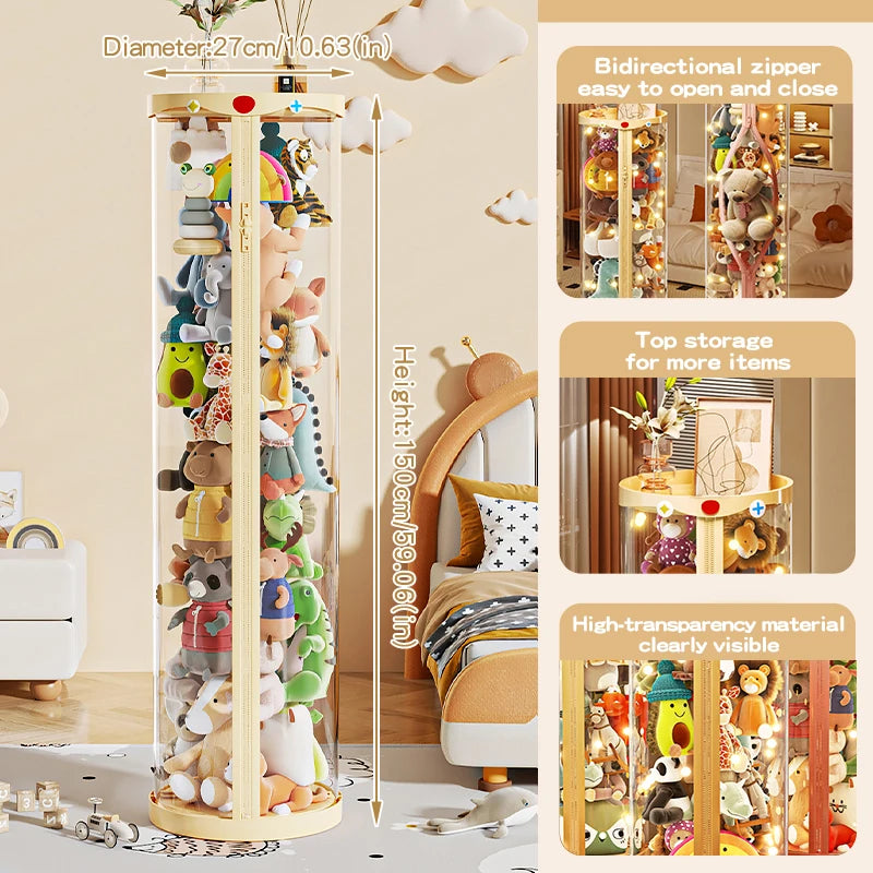 boîte rangement poupées transparente rose clair moderne enfant jouet organizer storage tube DIY