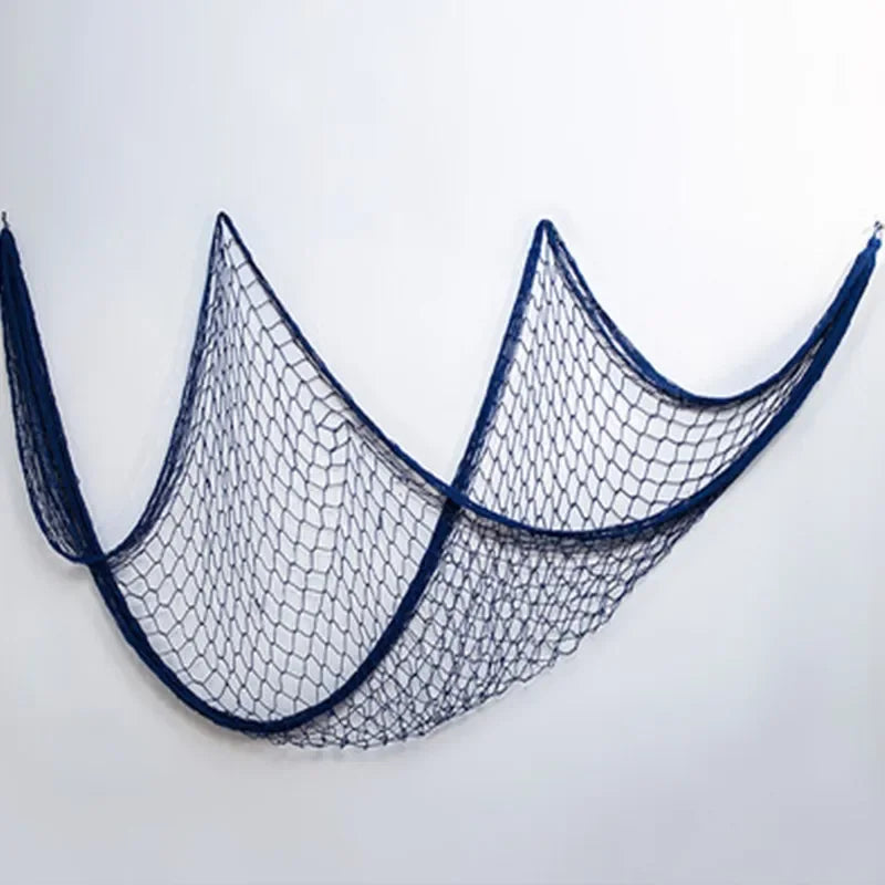 filet pêche mur blanc bleu marine coquillages étoiles mer décoratif clips nautique maison artisanat