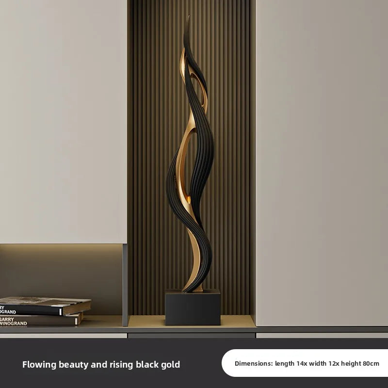 décoration moderne sculpture or noir abstraite contemporaine maison living room led éclairage