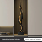 décoration moderne sculpture or noir abstraite contemporaine maison living room led éclairage