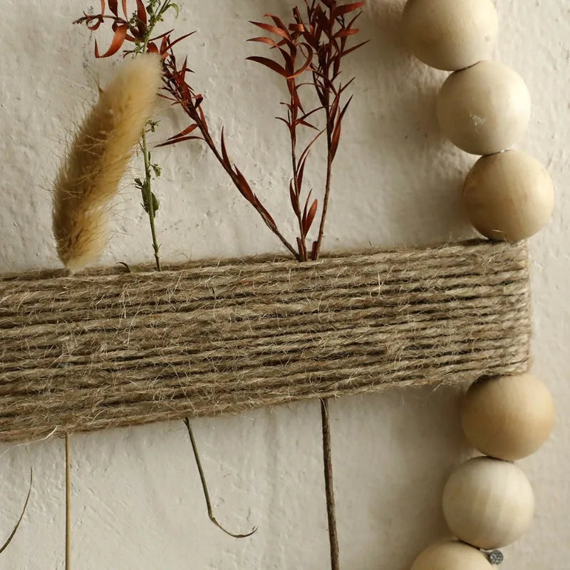 décoration murale bohème bois fleurs séchées jute rustique naturelle chambre