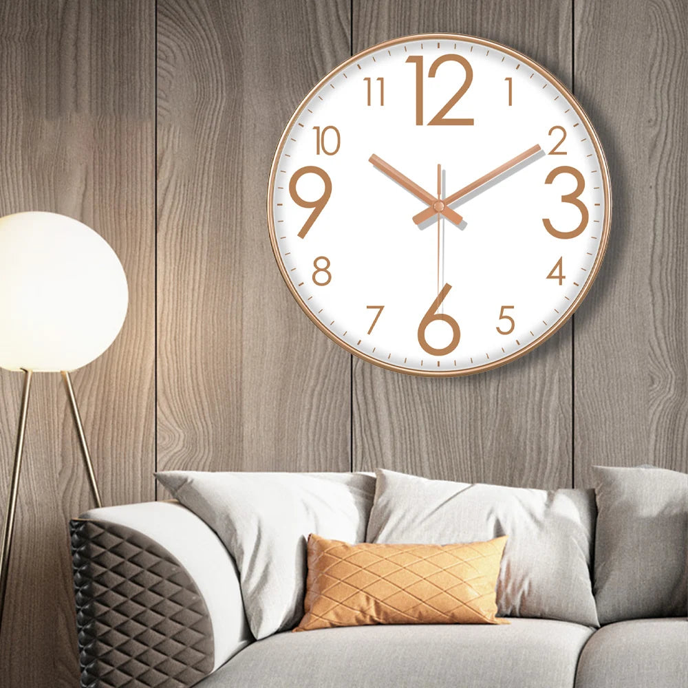 horloge murale quartz aiguille noir blanc simple facile lecture minimaliste sans tic tac moderne
