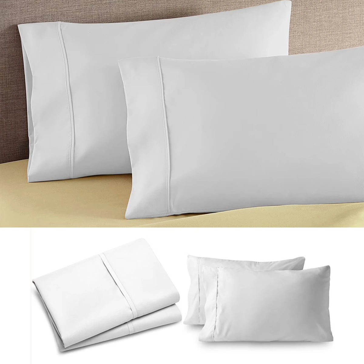 taies d'oreiller microfibre coton polyester beige gris noir bleu rouge blanc enveloppe simple literie