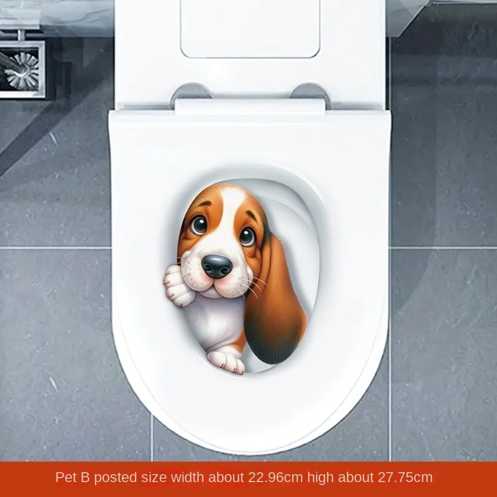 stickers decoratifs toilette animaux 3d realistes blanc gris beige opaques diverse options variante