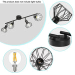lustre moderne spot quatre bras cage métallique noir industriel fixations