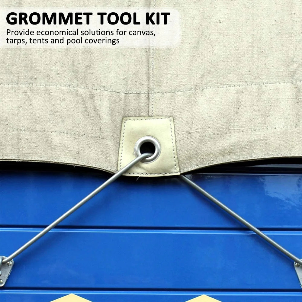 kit grommets argentés outils perforation boîte rangement textiles pratique utilitaire