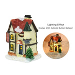 décorations noël miniatures maison bois naturel rustique vintage porte fenêtre led