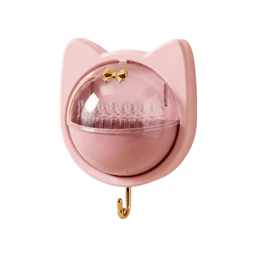 boîte rangement mural oreilles chat transparent réutilisable moderne salle bain maquillage vert rose beige