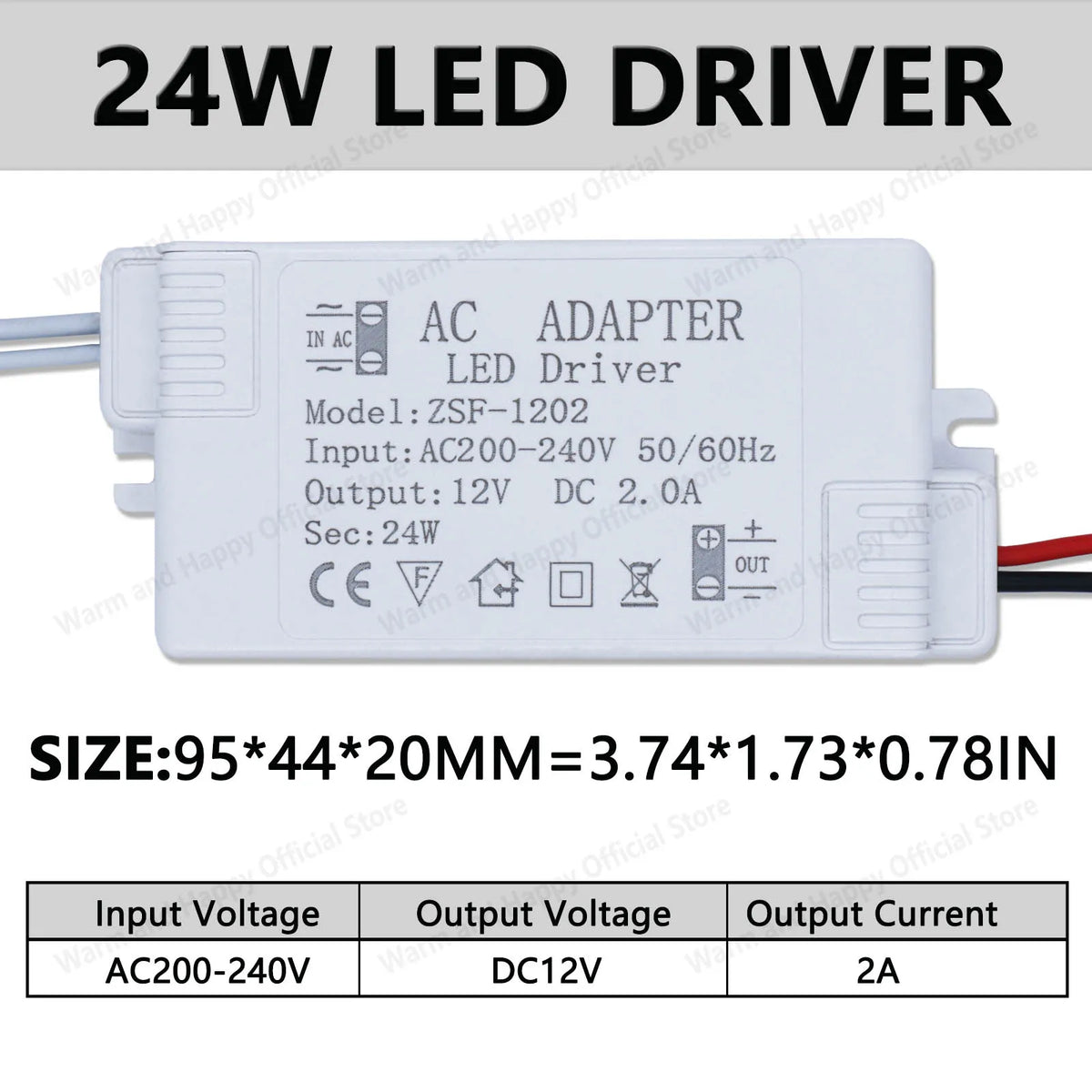 adaptateur led driver 12w 24w 36w 1a 2a 3a tension 12v blanc industriel