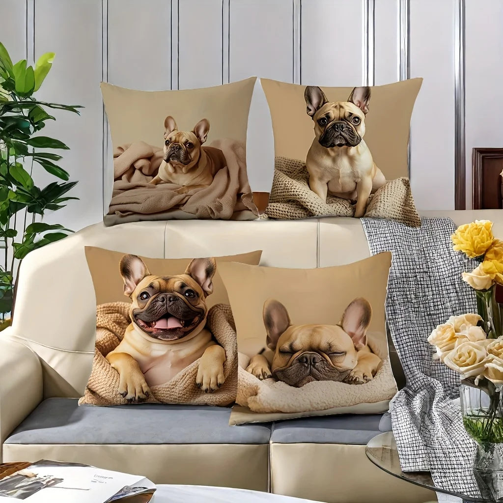 taies d'oreiller imprimées chien beige moderne taies d'oreiller décoratives polyester peachskin 45x45cm maison hospitalière