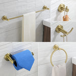 ensemble accessoires salle bain doré acier inoxydable porte serviette savon papier brosse