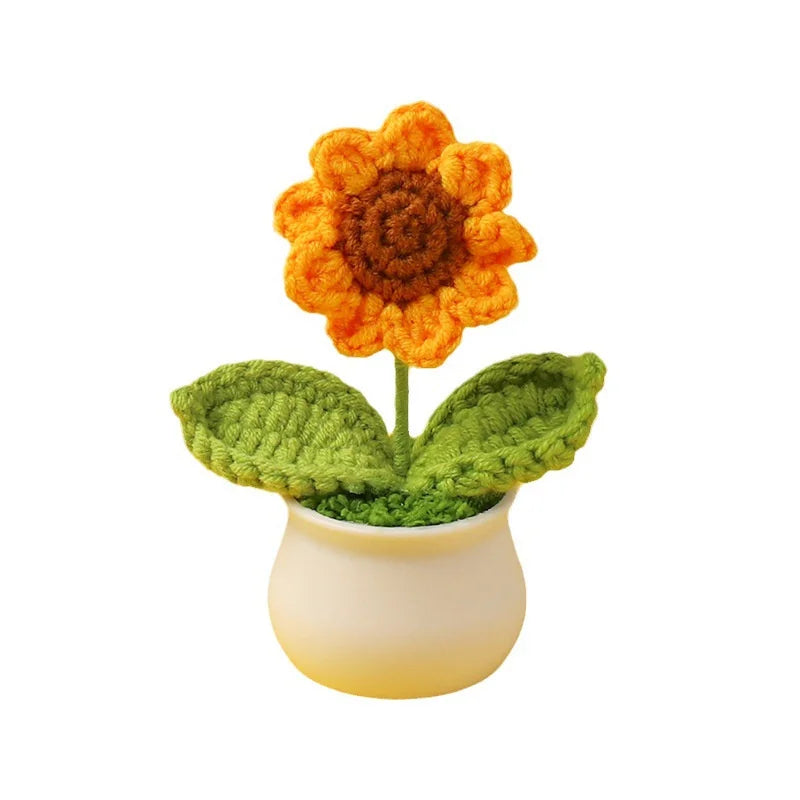 tulipes artificielles fleurs crochet rouge vert jaune marron decoration maison mariage anniversaire noel valentin