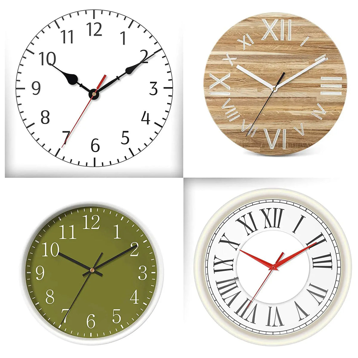 kit réparation horloge murale aiguilles noires blanches rouges dorées diy modernes