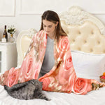 couverture rose imprimé floral fleurs blanches moderne polyester douce 100x130cm 130x150cm 150x200cm opacité fixations