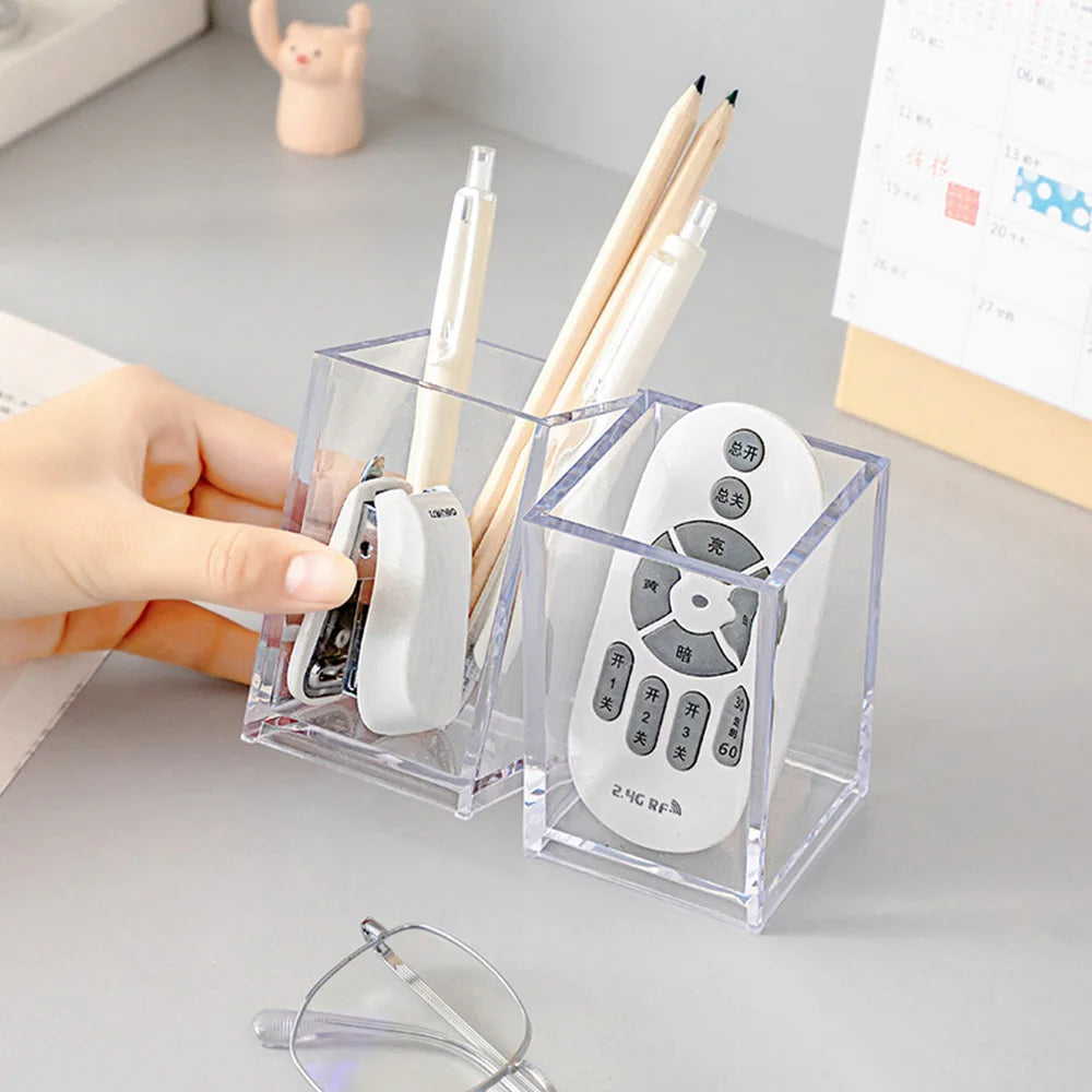 organisateur table transparent porte pinceaux maquillage stylos boîte rangement acrylique cosmétique moderne