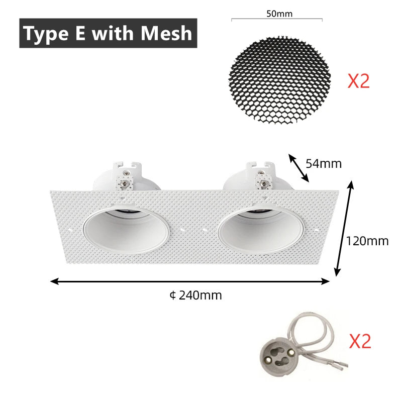 lot spots led encastrés blanc grille hexagonale anti reflet réglable moderne