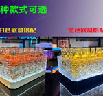 bac bouteilles transparent moderne poignées bouteilles multicolores motifs géométriques élégant reflets multicolores