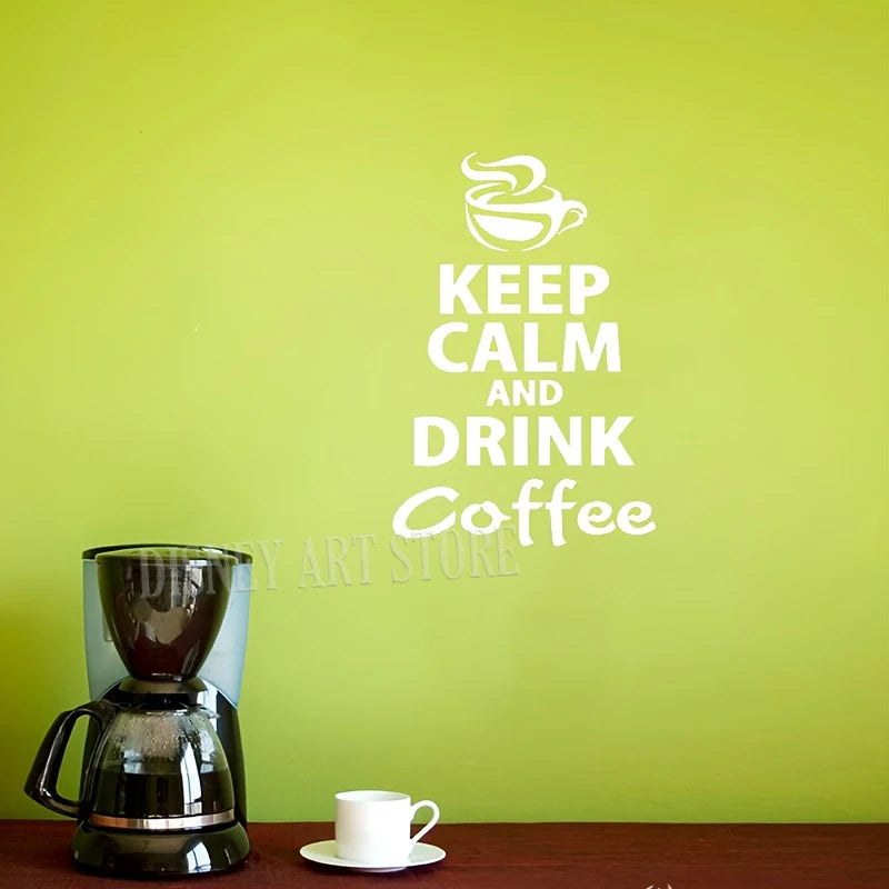 autocollants muraux vinyle citation lettres keep calm drink coffee noir adhésif moderne kitchen restaurant