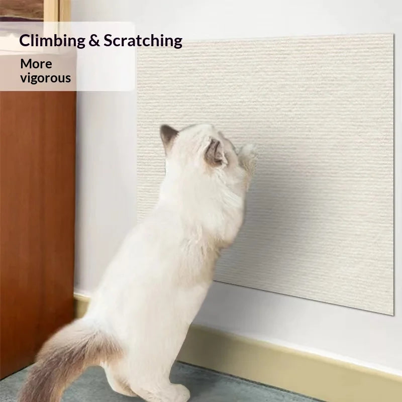 tapis grattage chats gris beige texture tissée adhésif moderne 30x100cm