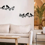 décoration murale métal oiseaux feuilles naturelle rustique fixée vis mur noir