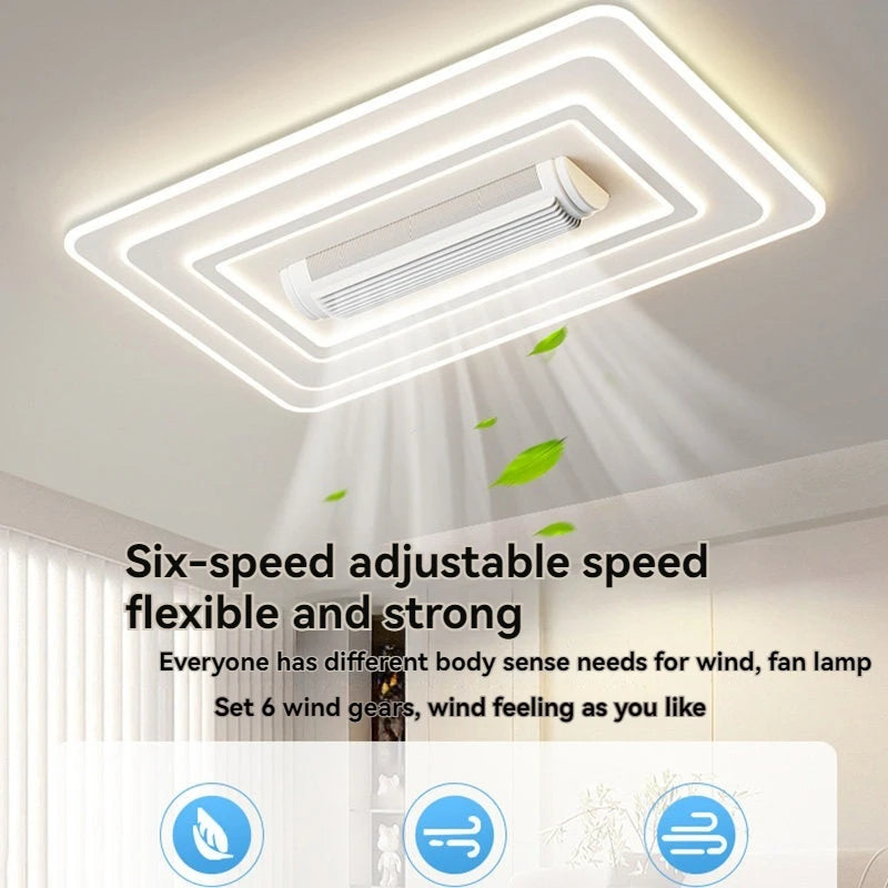 ventilateur led blanc moderne minimaliste reversible couleurs télécommande silencieux chambre salon