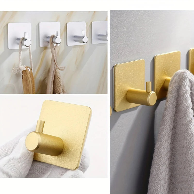 porte serviettes adhésifs muraux doré mat modernes rangement salle bains cuisine minimaliste