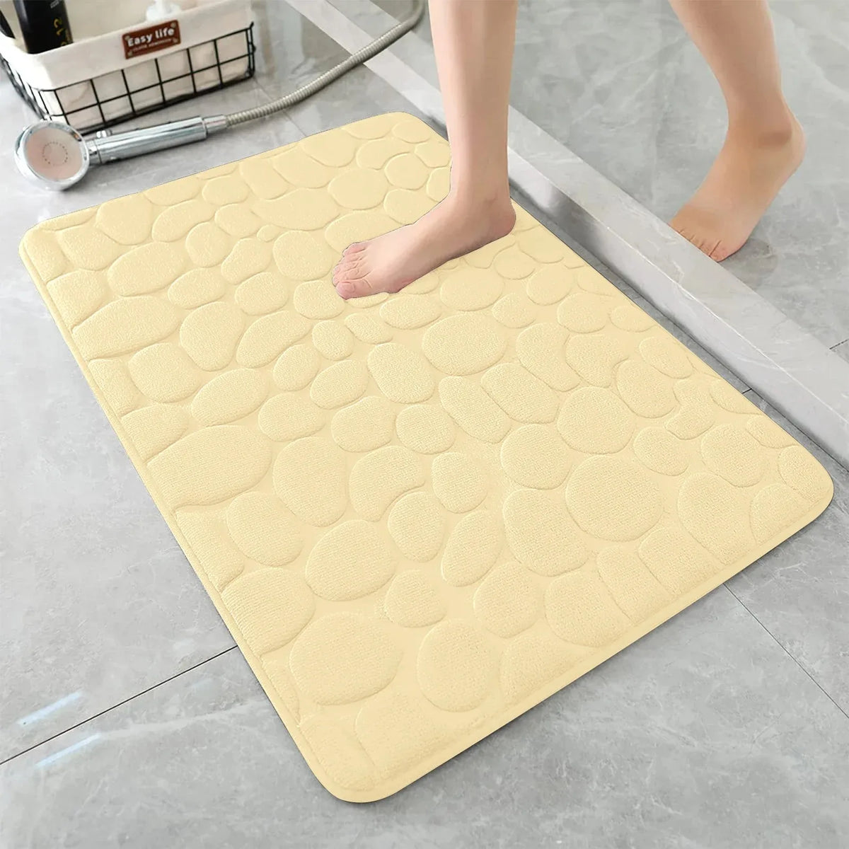 tapis bain antidérapant 3d relief galets moderne salle absorption rapide machine